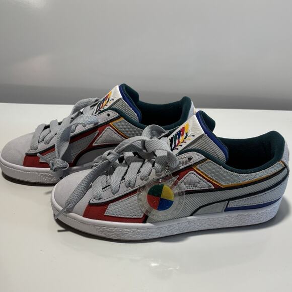 Puma Heritage Gray Black Varsity Green Suede Tennis Shoe Sz 7 NWOB - Picture 1 of 10